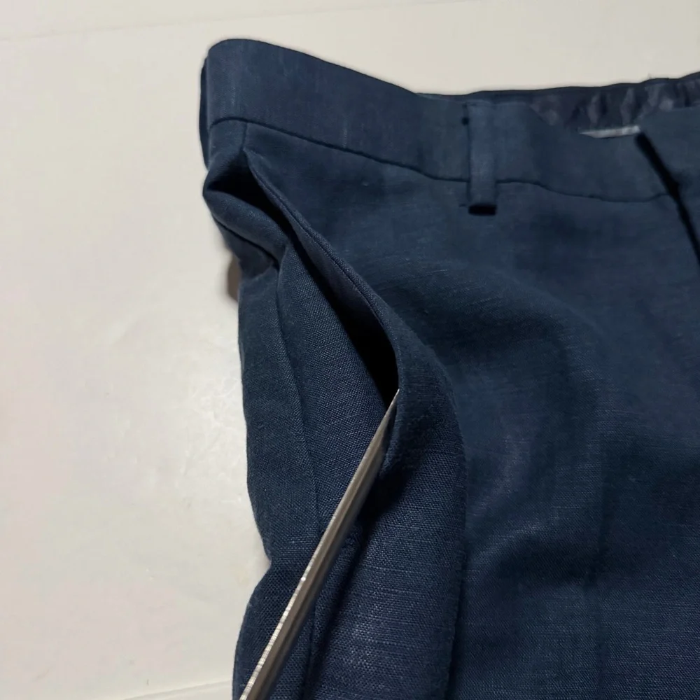 CUBAVERA Navy Blue Linen-blend Dress Pants Size 32x32 Trousers Business Office